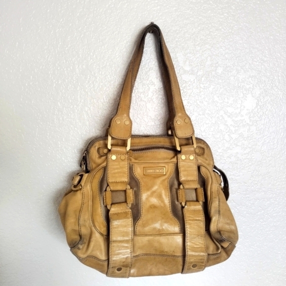 Jimmy Choo Malena Tan Leather Shoulder Bag - Picture 1 of 13
